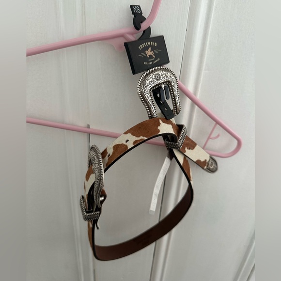 NWT IDYLLWIND WOMEN\'S DOUBLE DOWN WESTERN BROWN COW BELT - XS